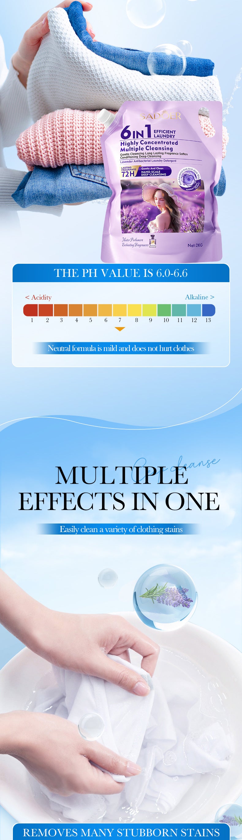 Cross-border Large Capacity Lavender Antibacterial Laundry Detergent2KG Clean Fragrance Export Manufacturer Wholesale