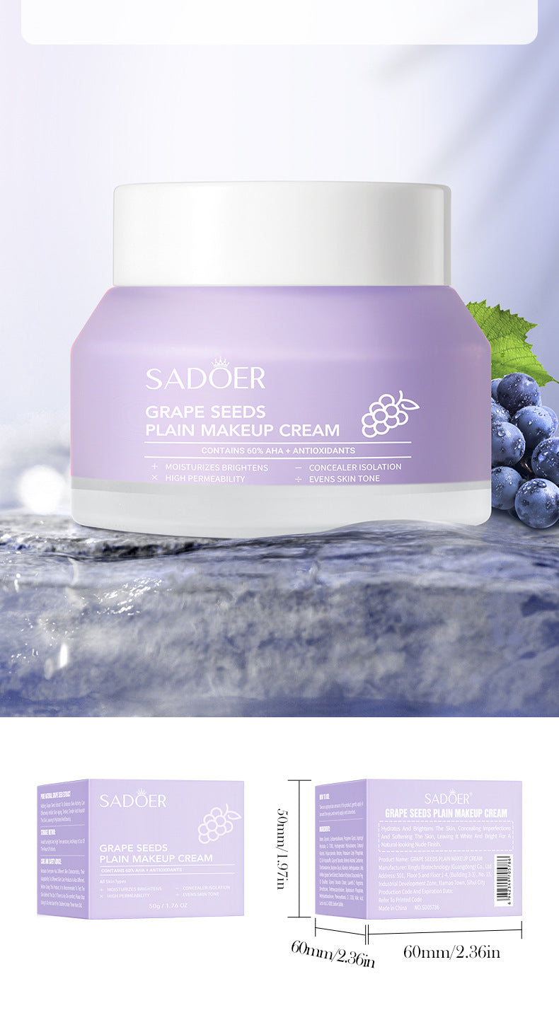 Makeup SADOER Grape Seed Concealer Brightening Cream Skin Softening Face Cream Live Streaming Cross-Border Wholesale