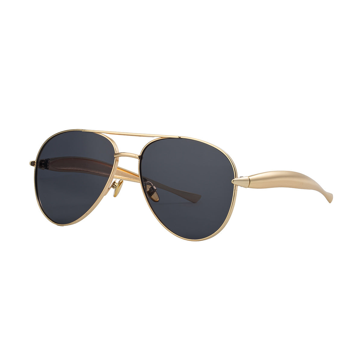 Toad-shaped Metal Sunglasses2025New Retro Plain Sunglasses High-End Feel Women Street Style Trendy Sunglasses