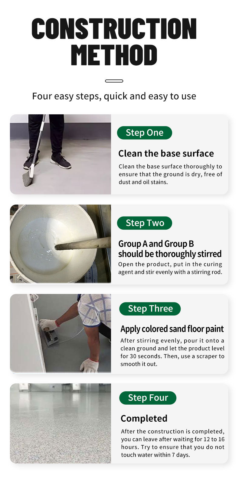 Qixia Epoxy Color Sand Floor Paint Cement Floor Paint Wear-resistant Imitation Marble Paint Self-leveling Floor Paint