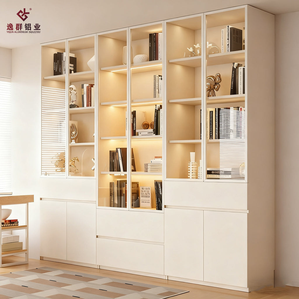 Custom Aluminum Bookshelf Wine Cabinet Integrated Wall-to-Ceiling Bedroom Living Room Whole House Furniture Design Factory