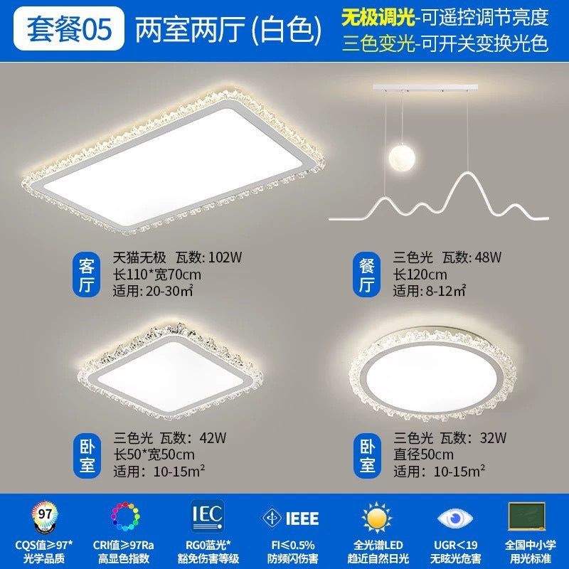 Light Luxury Living Room Ceiling Lamp2025New Year's Crystal Lamp High-end Bedroom Main Lamp Round led Eye Protection Lighting