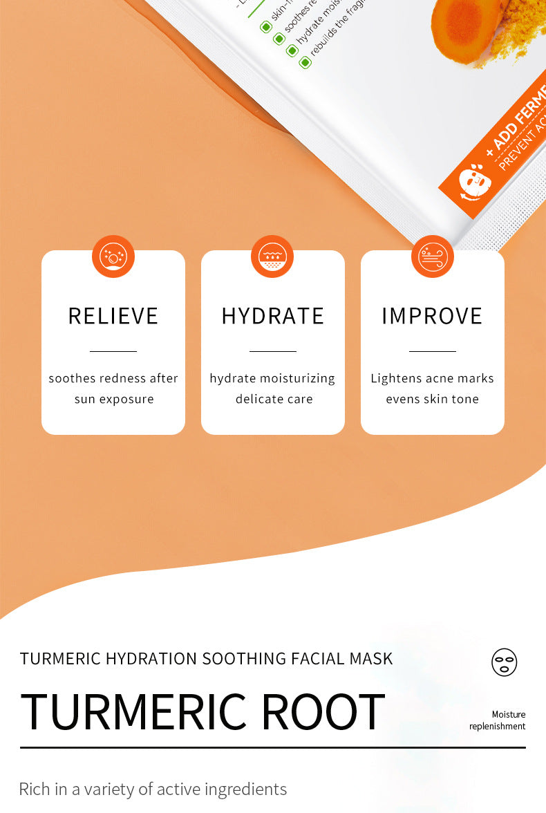 Full English Turmeric Mask SADOER Hydrating and Moisturizing Facial Mask Sheets  Foreign Trade Live Wholesale