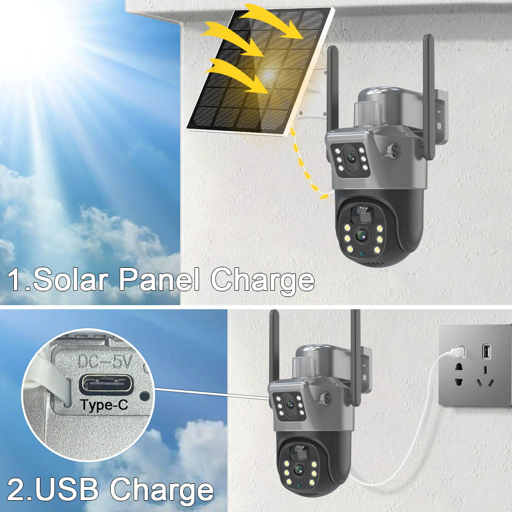 V380Solar Monitor Outdoor Dual Screen Binocular Camera4gsolarcamera Camera