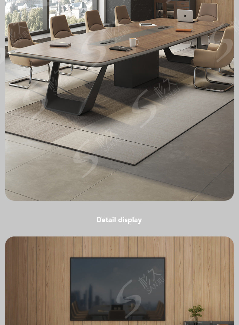 Office Conference Table Long Table Simple Modern Long Strip Table Conference Room Table and Chair Set Lacquered Large Employee Training Table