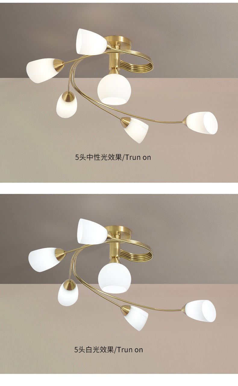 All-Copper Small Living Room Lamp Nordic Light Luxury Dining Room Copper Lamp Post-Modern Personality Creative Molecular Lamp Study Bedroom Lighting