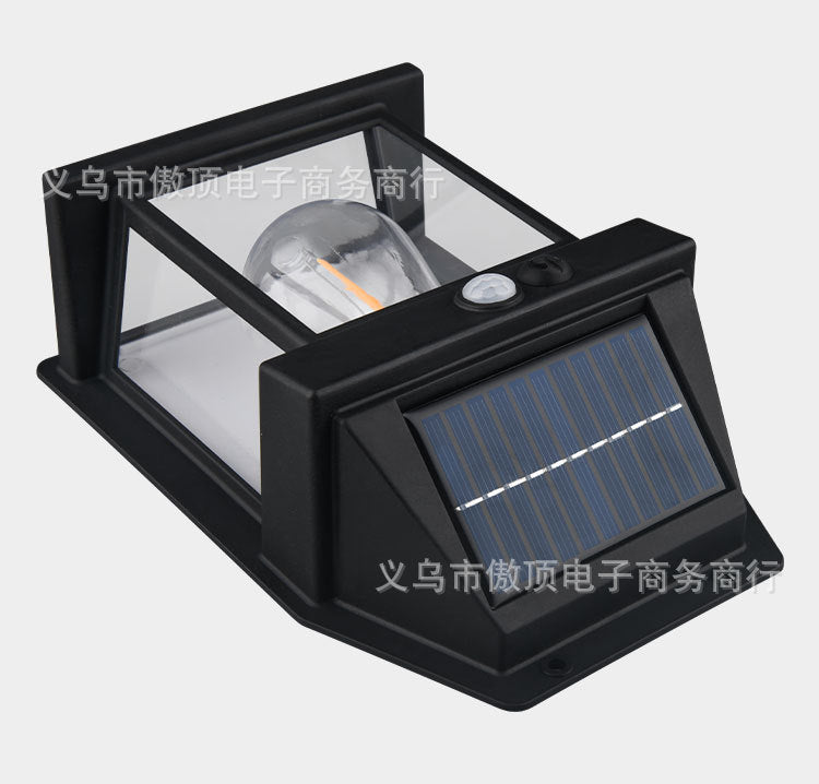 New Solar Light Outdoor Human Body Sensor Light Waterproof Street Light Tungsten Wall Light Garden Courtyard Night Light