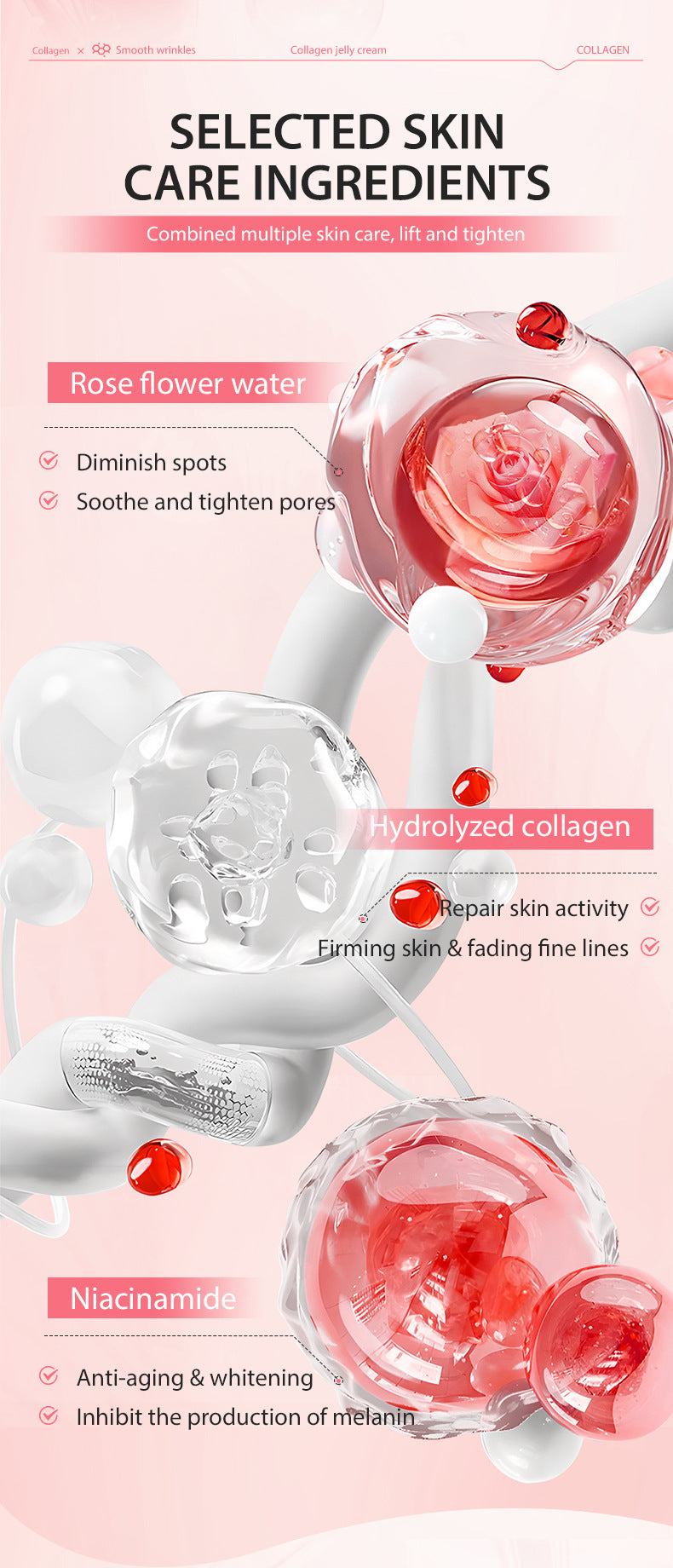 Ready Stock Collagen Jelly Face Cream110g Moisturizing, anti-wrinkle, anti-aging, firming niacinamide gel cream