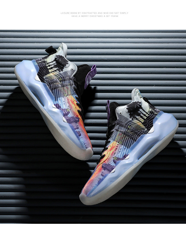 Autumn Winter New Wear-Resistant Anti-Slip Trendy Men's Sports Shoes Friction Sound Youth Professional Combat High-Top Basketball Shoes