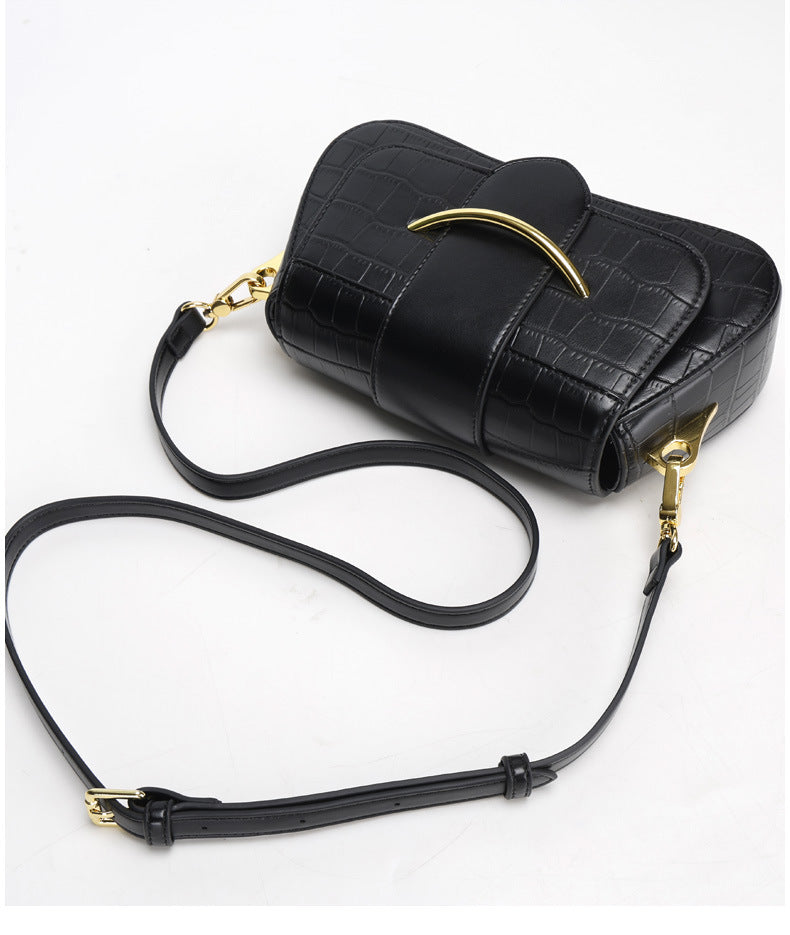 2024Spring Summer New Simple Niche Design Women's Bag Versatile Shoulder Underarm Bag Crocodile Pattern Small Square Bag Crossbody Bag
