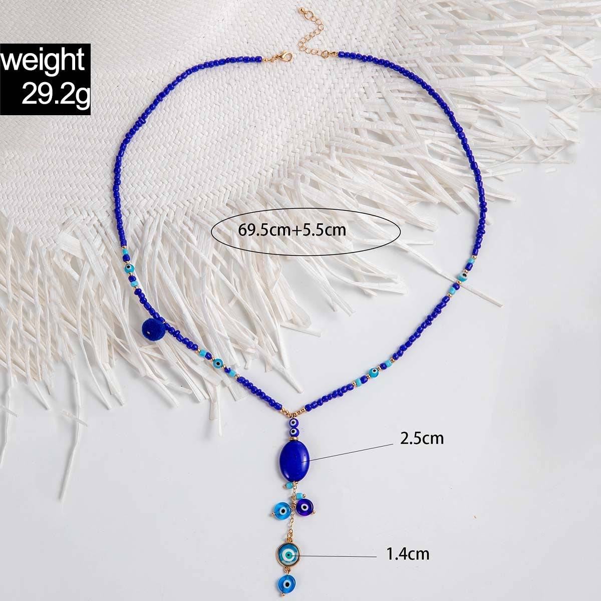 Simple Colorful Beaded Tassel y Chain Necklace Elegant Versatile Diamond-Studded Sweater Chain Jewelry