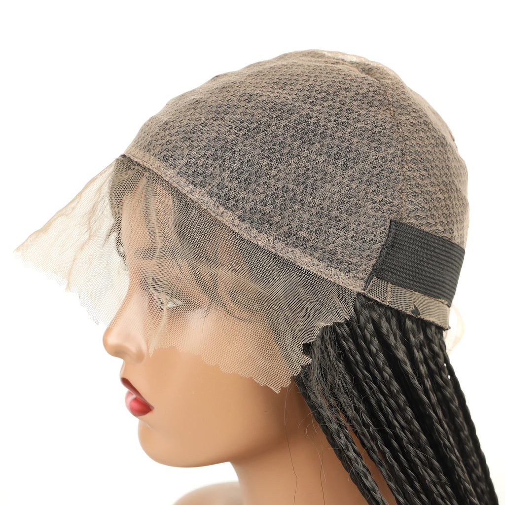 European and American Cross-Border Wig for Women, Full Lace Three-Strand Braid, Straight and Curly Synthetic Hair Wig braided wig