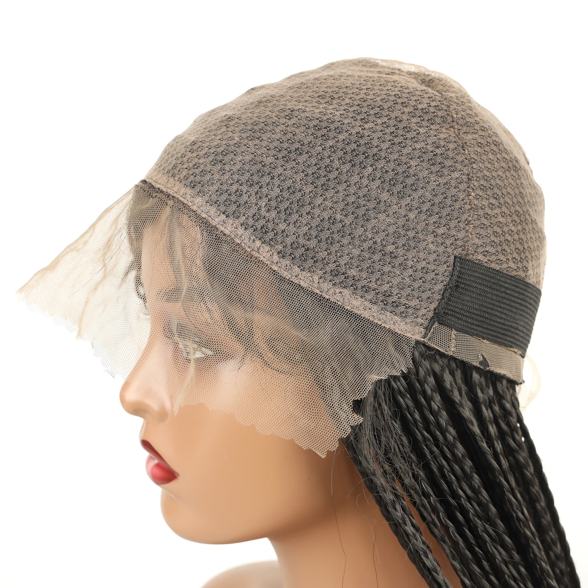 European and American Cross-Border Wig for Women, Full Lace Three-Strand Braid, Straight and Curly Synthetic Hair Wig braided wig