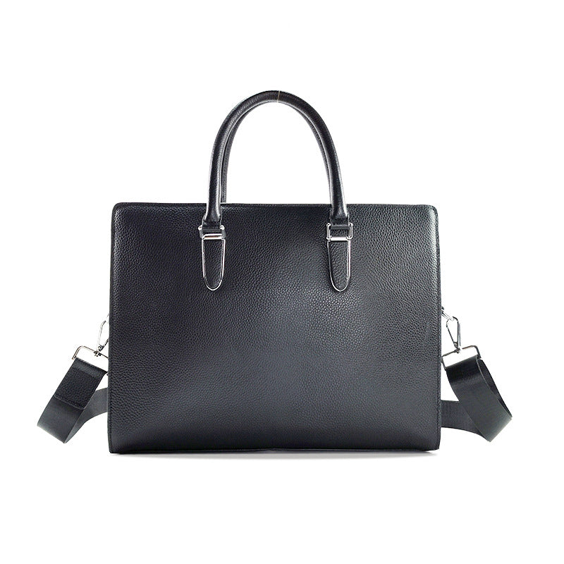 Anti-theft Fingerprint Lock Genuine Leather Briefcase Men's Business Handbag Commuting High-end Shoulder Crossbody Bag Fingerprint Unlock