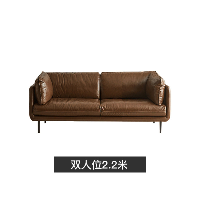 Factory Direct Sales Embrace Genuine Leather Sofa Nordic Italian Minimalist Full Top Grain Cowhide Vintage Retro Oil Wax Leather Sofa Shipping and tax not included
