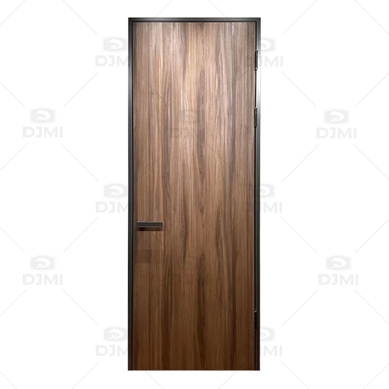 Factory Wholesale Aluminum Wood Ecological Doors for Houses Interior Modern Design Black Steel Frame Interior Wooden Door