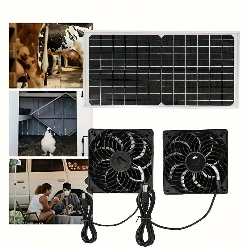 Factory Direct Solar Panel with Dual Fan Pet House Silent Solar Photovoltaic Panel Exhaust Fan Ventilation Cooling