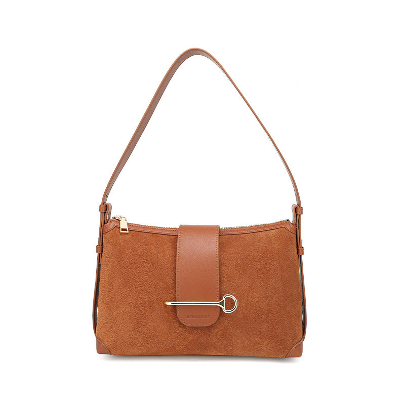 European and American New Style Deer Antler Leather Bag Single Shoulder Underarm Bag Light Luxury Fashion Women's Bag Genuine Leather Crossbody Women's Bag Niche Large Capacity