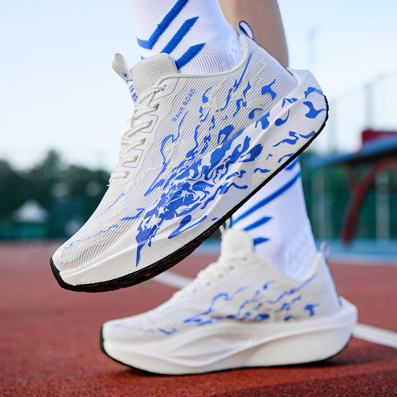 Autumn New Fashion Casual Double Mesh Thickened Sports Shoes with Real Carbon Plate High Elasticity Cushioning Marathon Lightweight Running Shoes