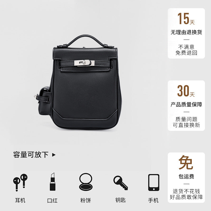 Genuine Leather Vintage Kelly Bag for Women, High-End Versatile Underarm Commuter Messenger Bag, Top Layer Cowhide Single Shoulder Crossbody Bag for Women