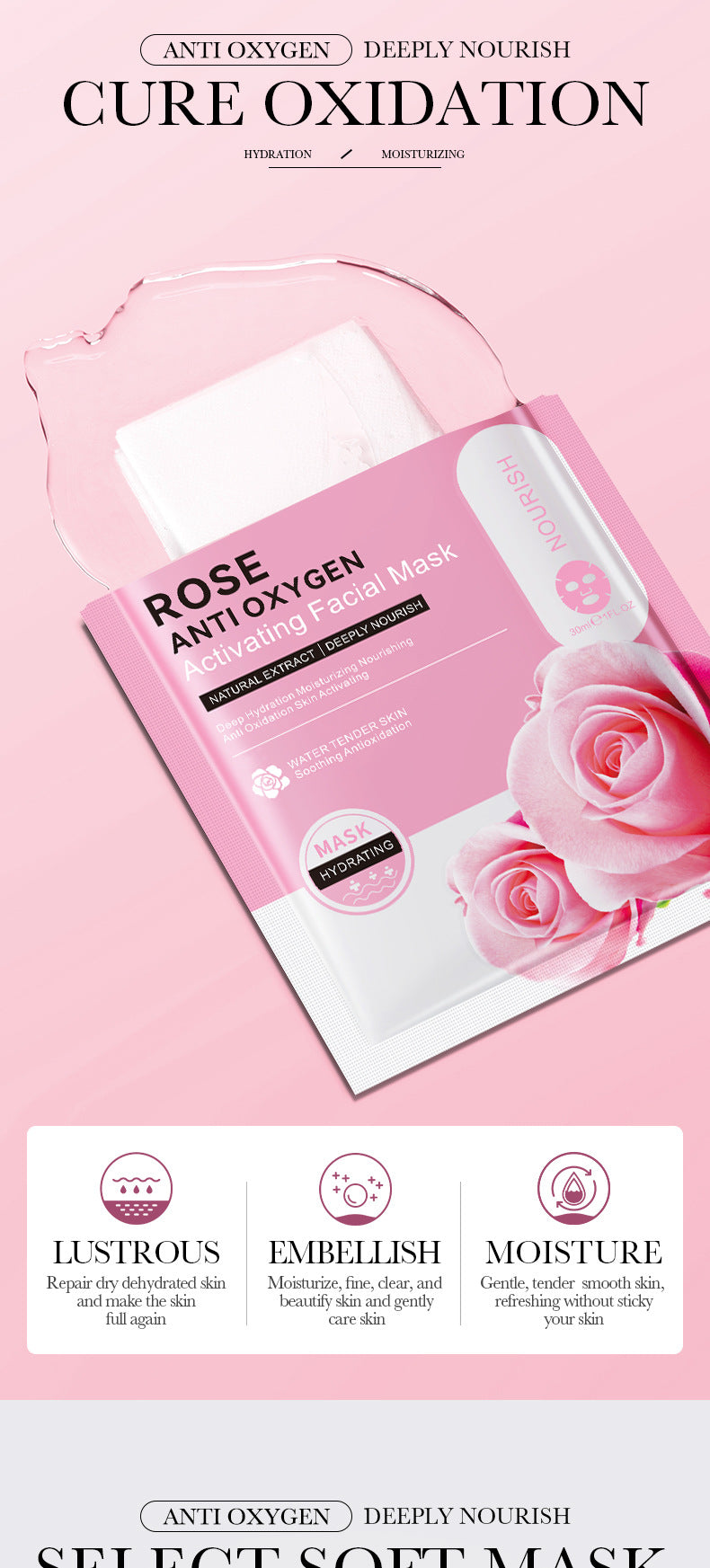 Full English Mask30gBIOAOUA Honey Hydrating Pearl Moisturizing Rose Snail Moisturizing  Foreign Trade Wholesale