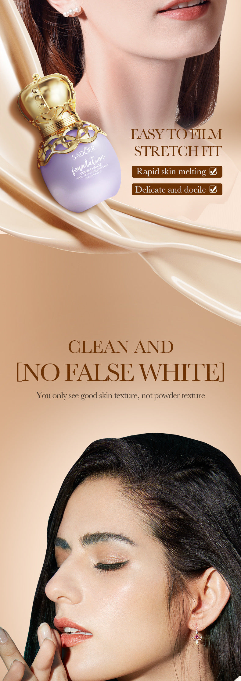 Makeup SADOER Concealer foundation with temperature-changing skin tone that doesn't easily come off BB Wholesale Cross-Border Foreign Trade Frost