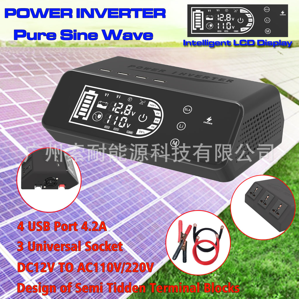 1000W Pure Sine Wave Inverter12V Turn110V Amazon eBay New product with smart touchscreen display