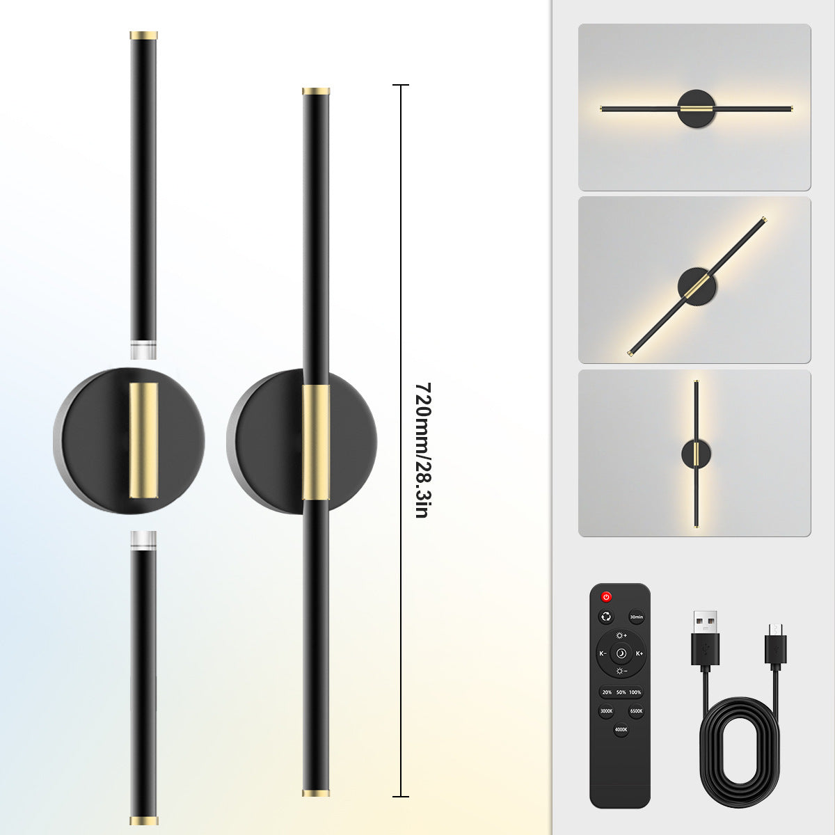 Dual-Head Detachable Wall Lamp No Wiring Required Wall Lamp Reading Wall Lamp Dimmable Wall Lamp Indoor Wall Lamp Magnetic Wall Lamp
