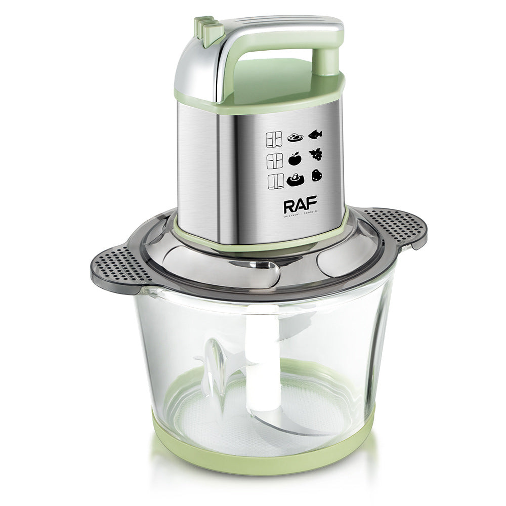 RAF European Standard Meat Grinder Small Multi-Functional Food Processor with Glass Jar for Home Use, Electric Meat Grinder and Blender R.7702