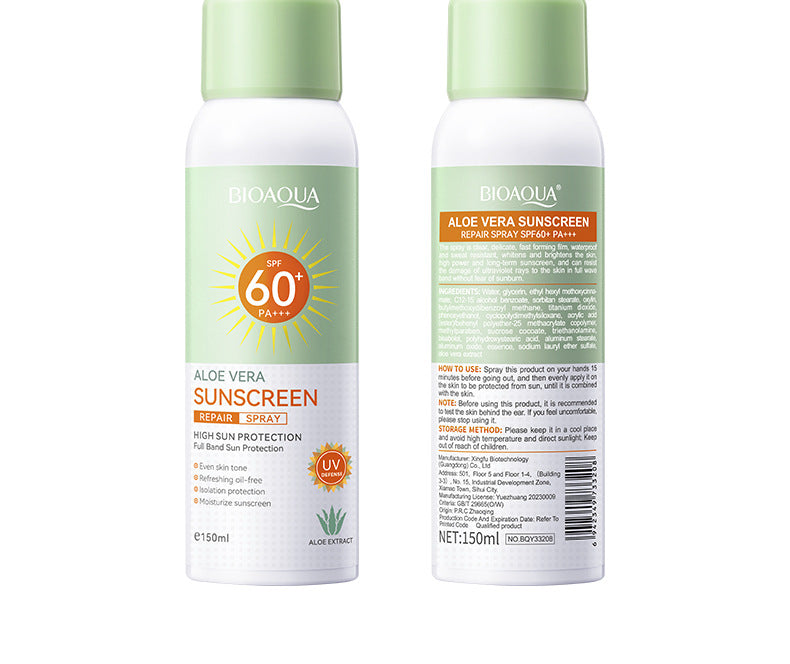 foreign trade BIOAOUA Aloe Vera Sunscreen Sunscreen Isolation Refreshing Three-in-One Sunscreen Spray Wholesale