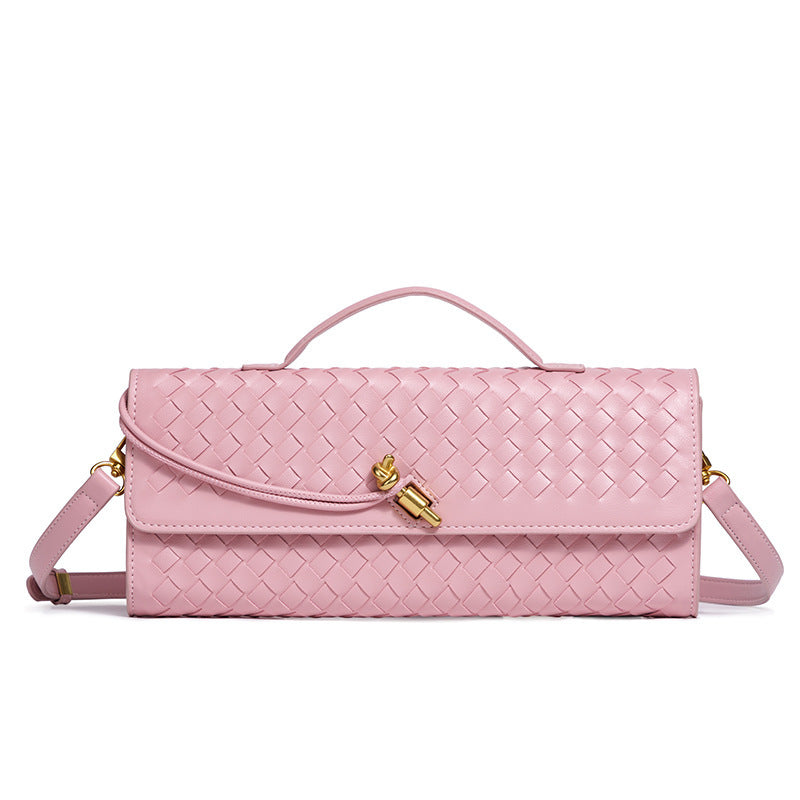 European and American Niche Woven Single Shoulder Baguette Bag Fashion Horizontal Clutch Bag Organ Lady Crossbody Bag Long Bag
