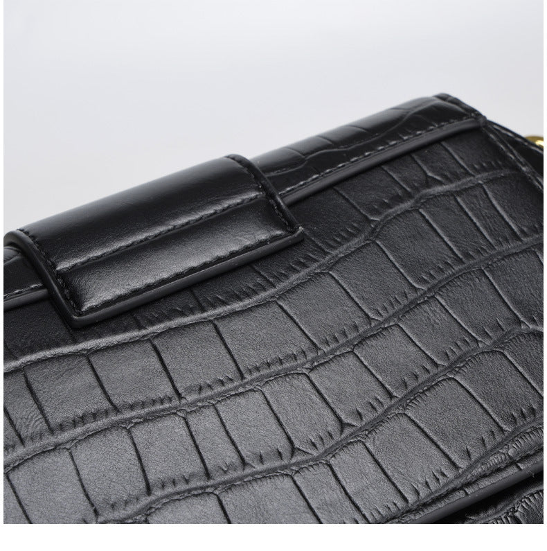2024Spring Summer New Simple Niche Design Women's Bag Versatile Shoulder Underarm Bag Crocodile Pattern Small Square Bag Crossbody Bag