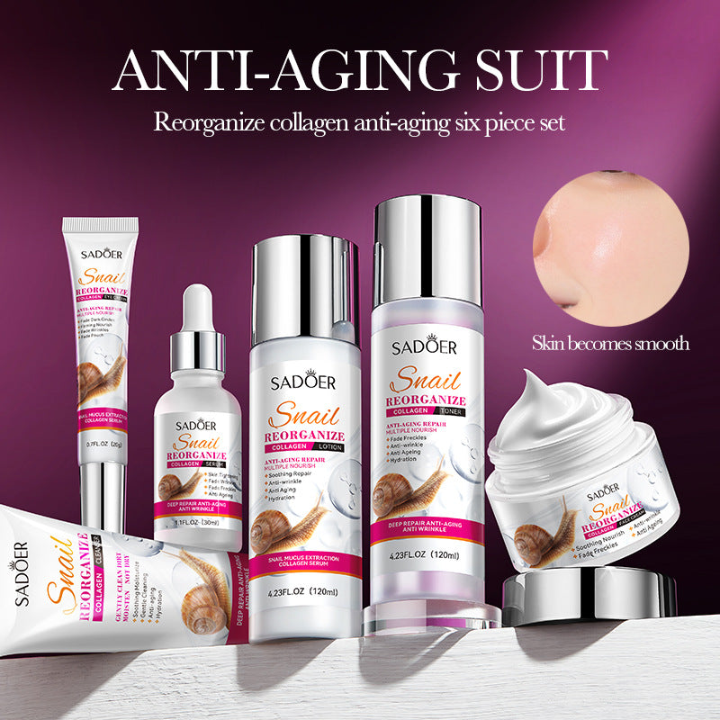 Full English SADOER Snail Restructured Collagen Six-piece Set Moisturizing skin care set  foreign trade wholesale