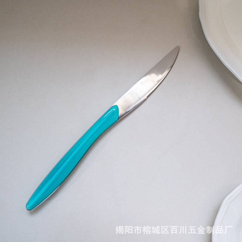 304Stainless Steel Spoon Colorful Western Food Spoon Baby Feeding Spoon Thickened Adult Table Spoon Restaurant Hotel Dessert Spoon