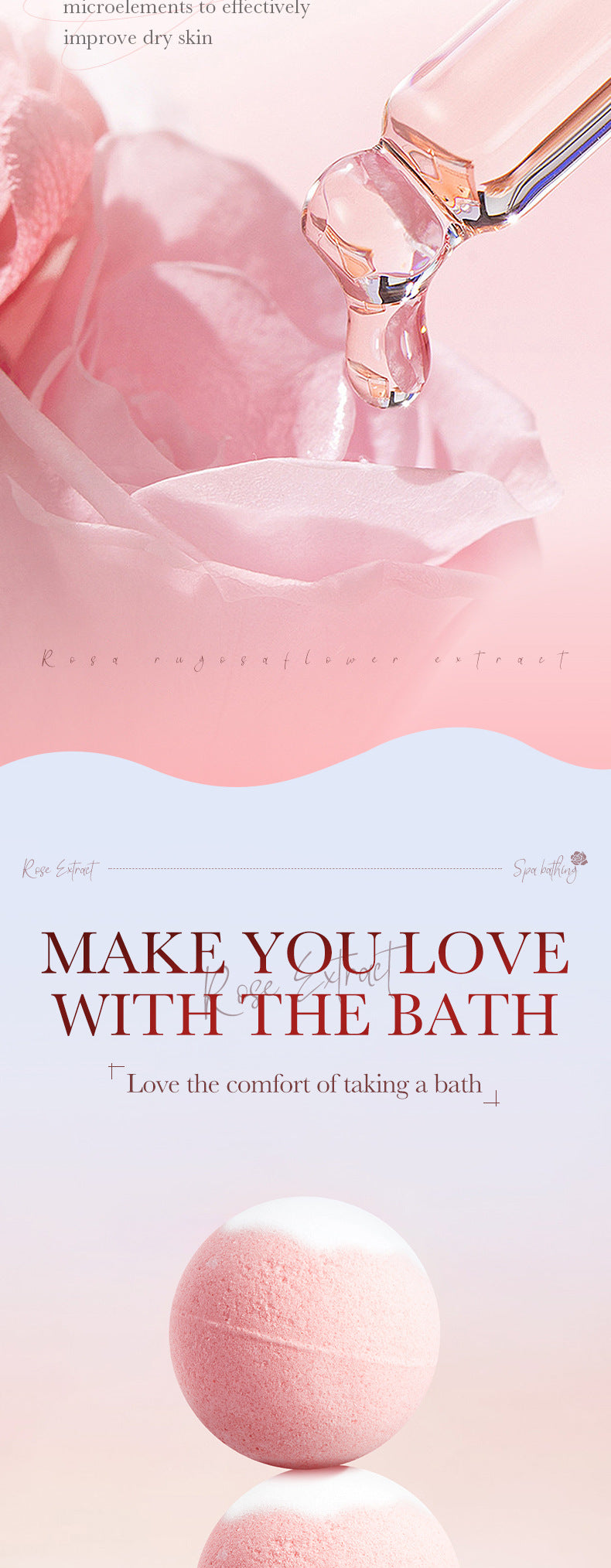 Rose Bath Salt Balls SADOER Deep Cleansing Body Universal Bath Ball Cross-Border Foreign Trade Wholesale