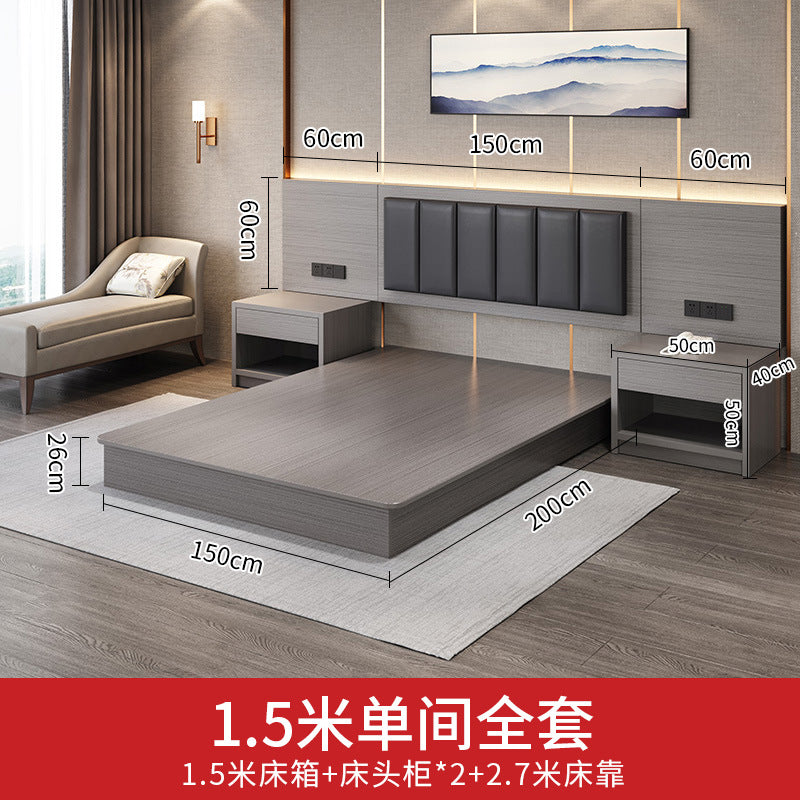 Hotel Guesthouse Bed Standard Room Full Set Furniture Apartment Homestay Single Double Bed Hotel Rental Room Special Bed Box