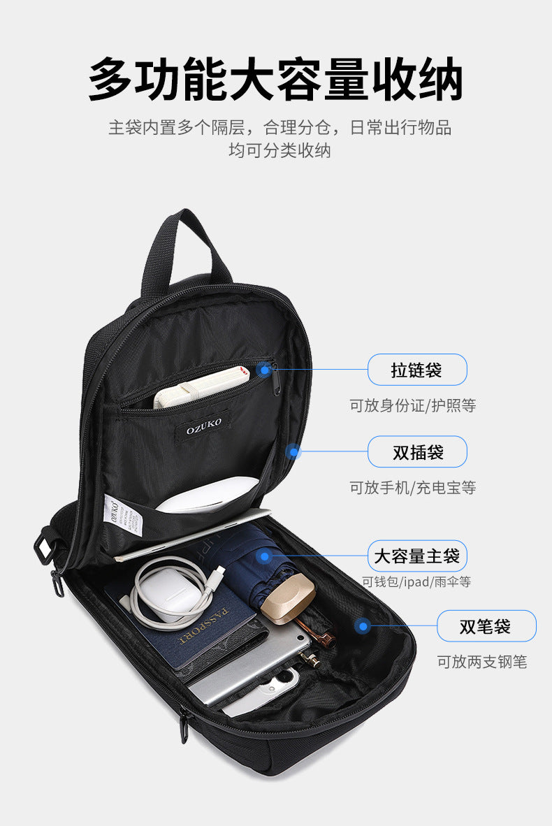 ozuko New Men's Chest Bag Casual Versatile Crossbody Bag Waterproof Anti-theft Men's Bag Crossbody Bag High-end Feel