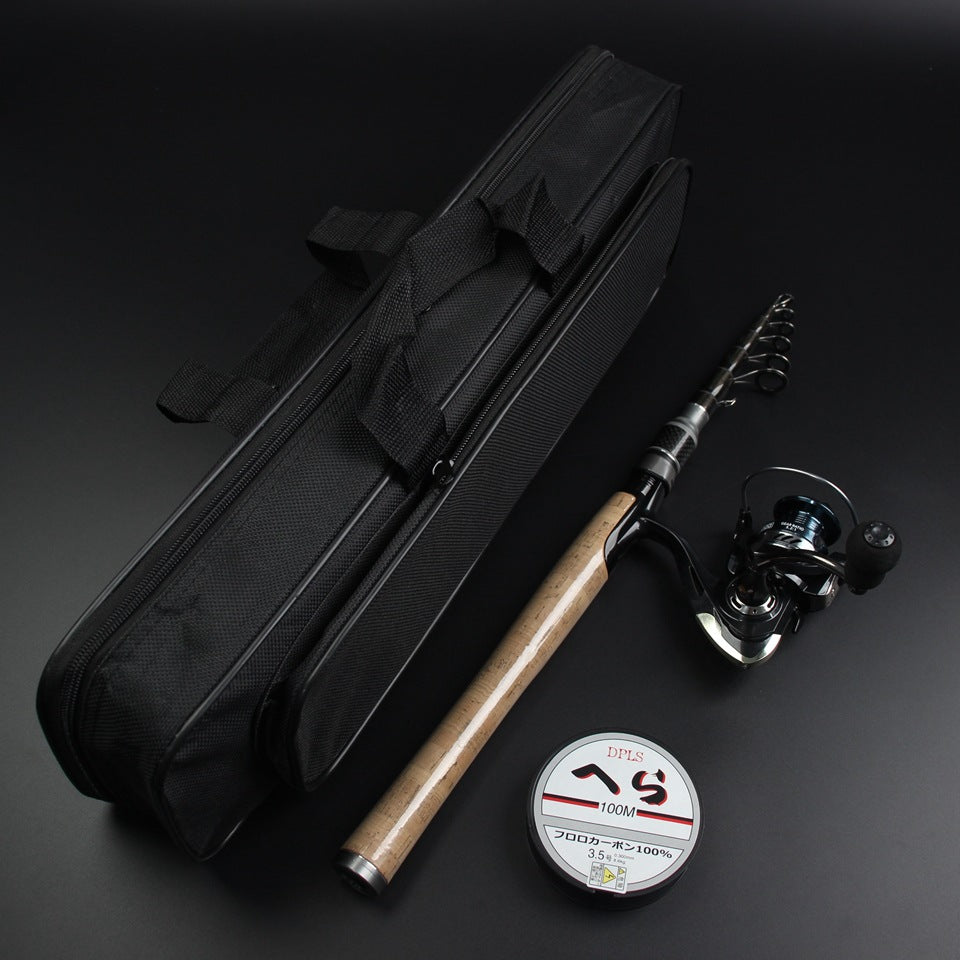 Portable Sea Rod Set with Wooden Handle, Fishing Reel, Telescopic Lure Rod, Fishing Gear, Wholesale from Fishing Rod Manufacturer