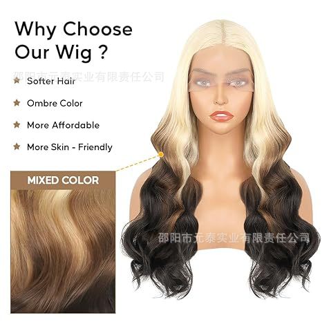 Hot Sale 13*4*1  Long Mix Blonde Synthetic Wavy  Wigs Wig