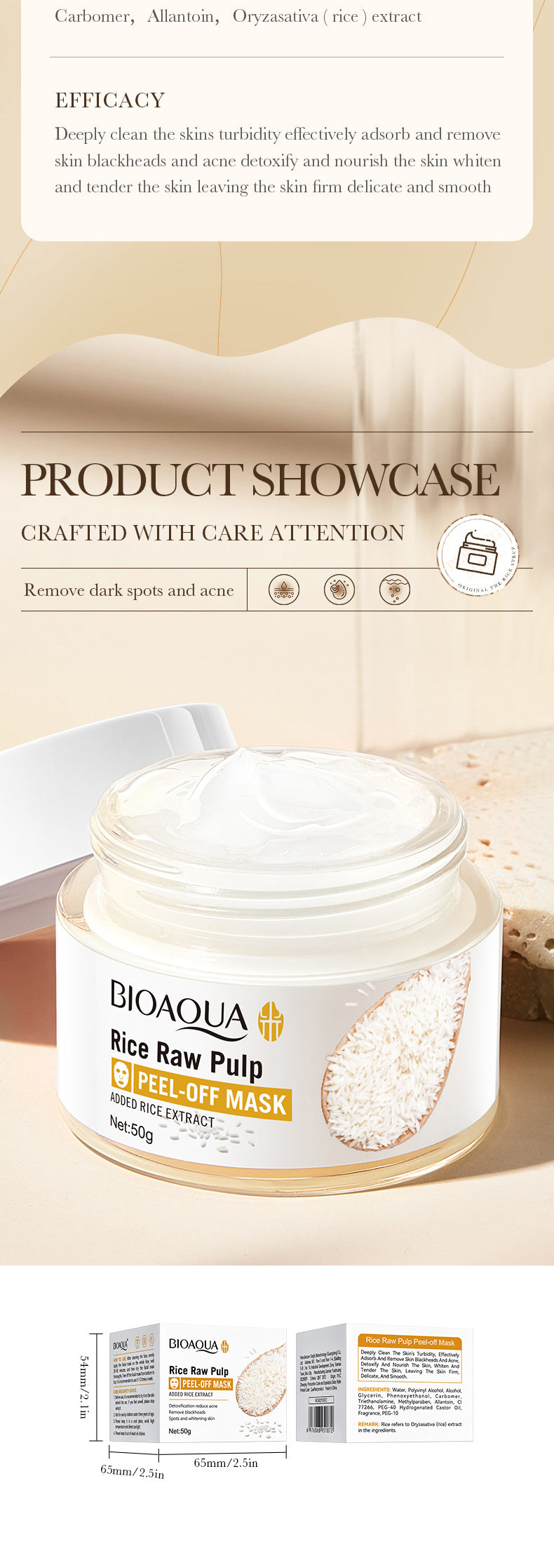 Full English Rice Skincare Set BIOAOUA Rice Puree Series Six-Piece Set Box  Wholesale