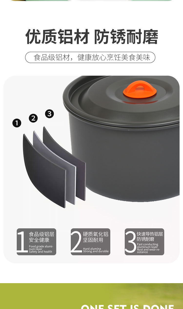 Cookware Set Pot Camping Tableware Cookware Camping Equipment Full Set Kettle Frying Pan Cooking Stove  Multi-Purpose