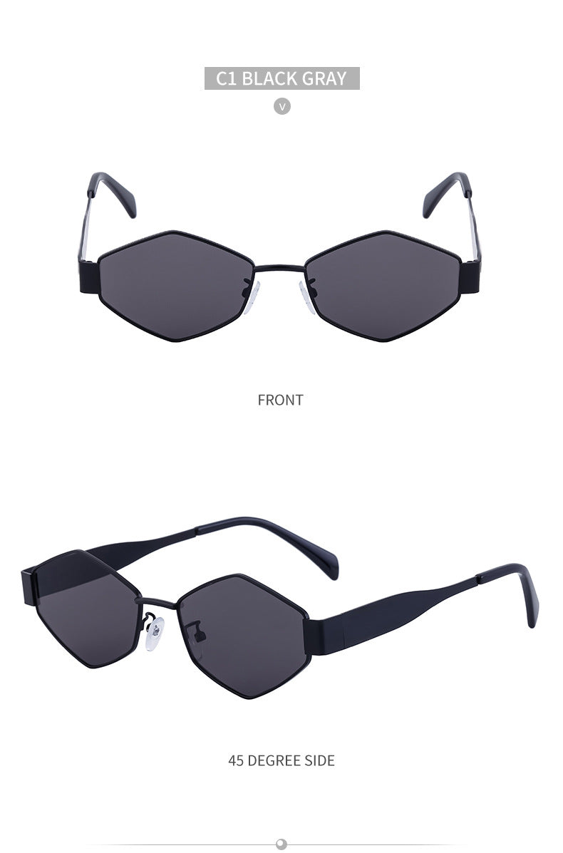 European and American Fashion Irregular Metal Sunglasses for Women Trendy Personality Wide Temple Sunglasses Wholesale sunglass