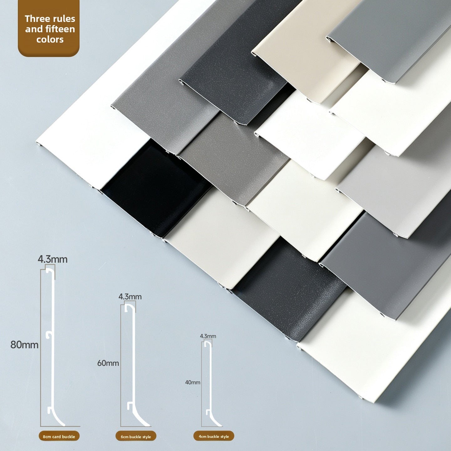Thickened aluminum alloy skirting board with trendy metal clips for hotels6cm Minimalist Skirting Board