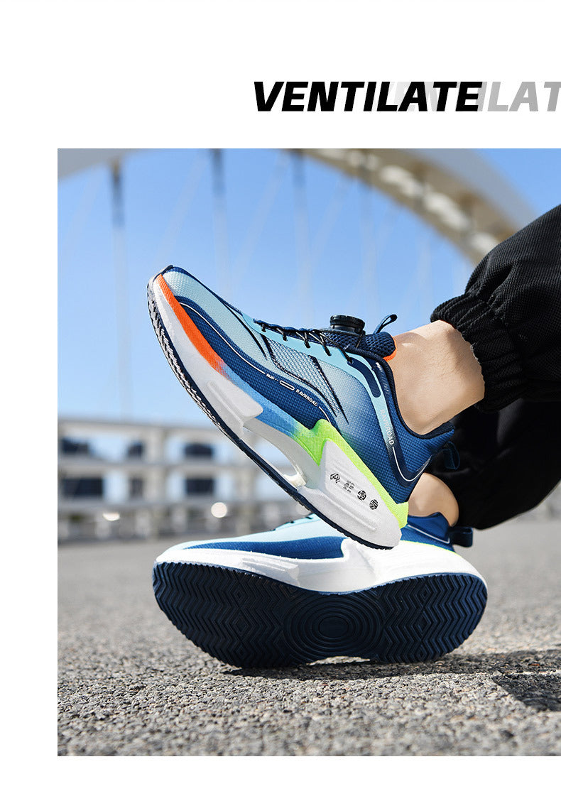 2025Men's and Women's Shock Absorption Breathable Non-Slip Sports Shoes Hollow Popcorn Carbon Plate Soft Sole Running Shoes Breathable Shock Absorption