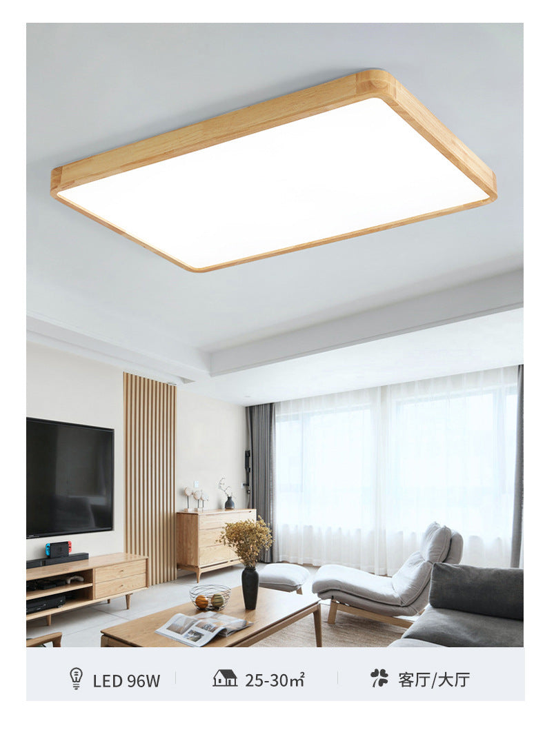 Log LED Ceiling Light Simple Modern Living Room Master Bedroom Dining Room Study Balcony Elegant Solid Wood Japanese Style Lighting