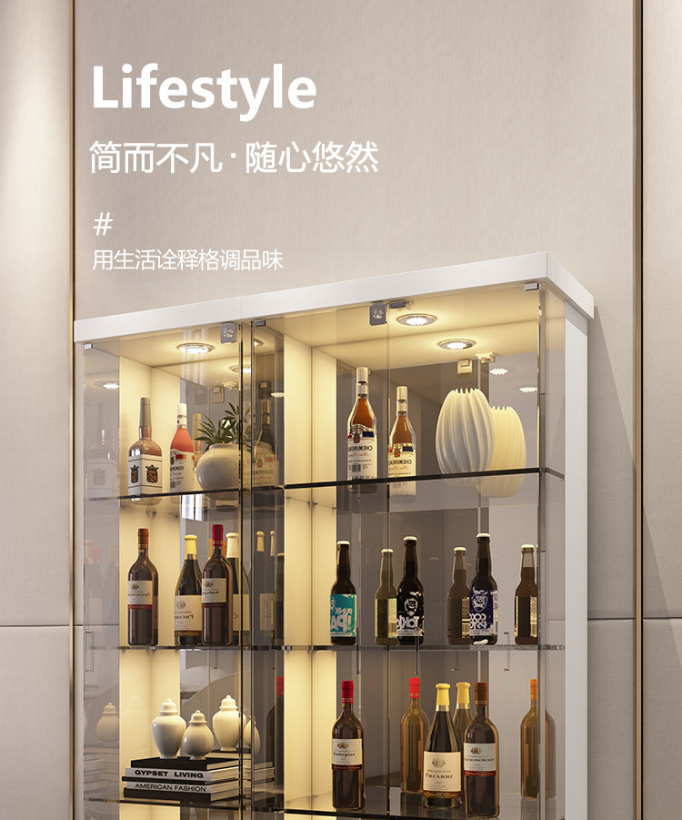 Custom Apartment Glass Wine Cabinet Light Luxury Transparent Collection Figurine Display Cabinet Factory Direct Sales Undertakes Hotel Projects