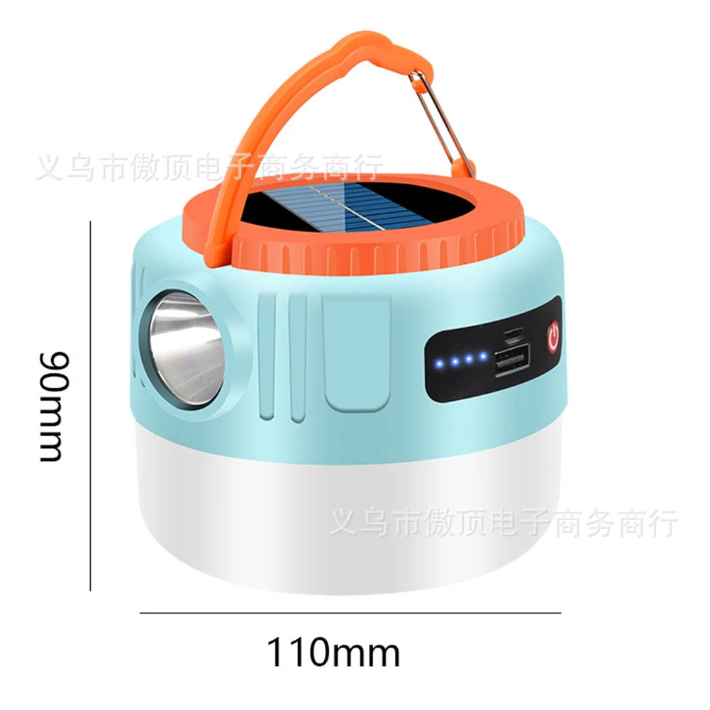 Solar Camping Light LED Outdoor Emergency Light USB Rechargeable Street Stall Night Market Remote Control Camping Light Flashlight