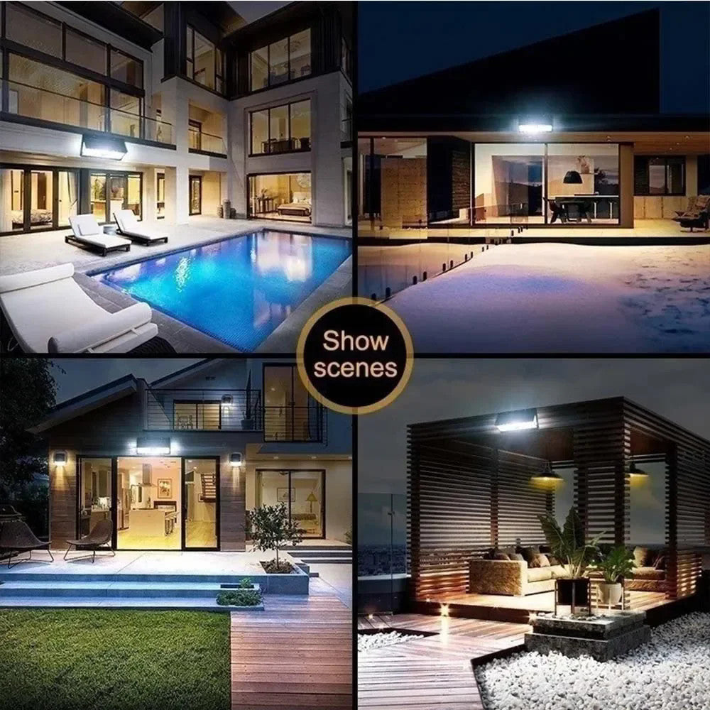 New solar light outdoor wall lamp190LED Human Body Sensor Garden Light Three-Sided Emitting Small Street Light with Colorful Lights