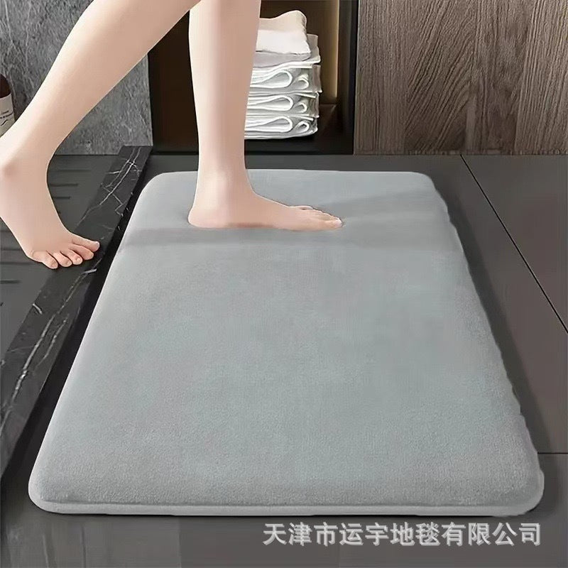 Solid Color Coral Fleece Bathroom Mat Entrance Water Absorption Foot Mat Dirt-Resistant Non-Slip Mat Manufacturer