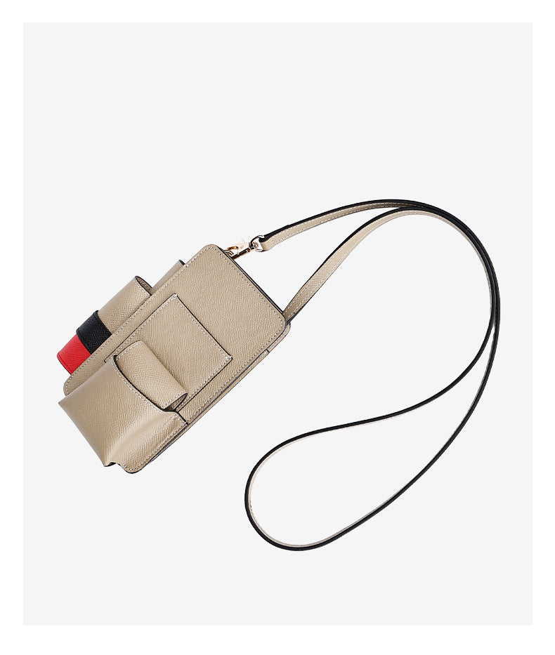 High-Quality Texture Fashion Versatile Lock Buckle Phone Bag Palm Print Genuine Leather Trendy Box Bag Simple Solid Color Crossbody Mini